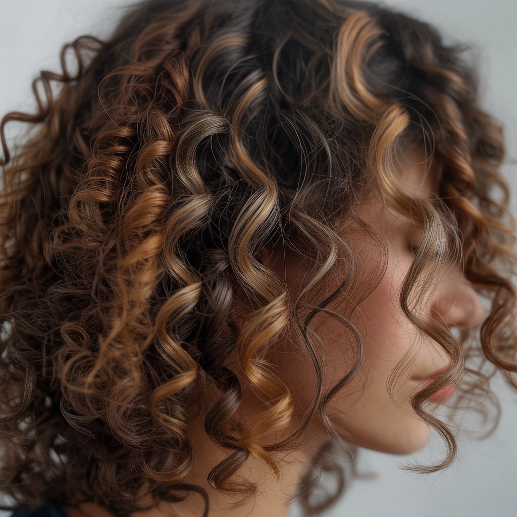 Close-up showing different curl patterns on the same head