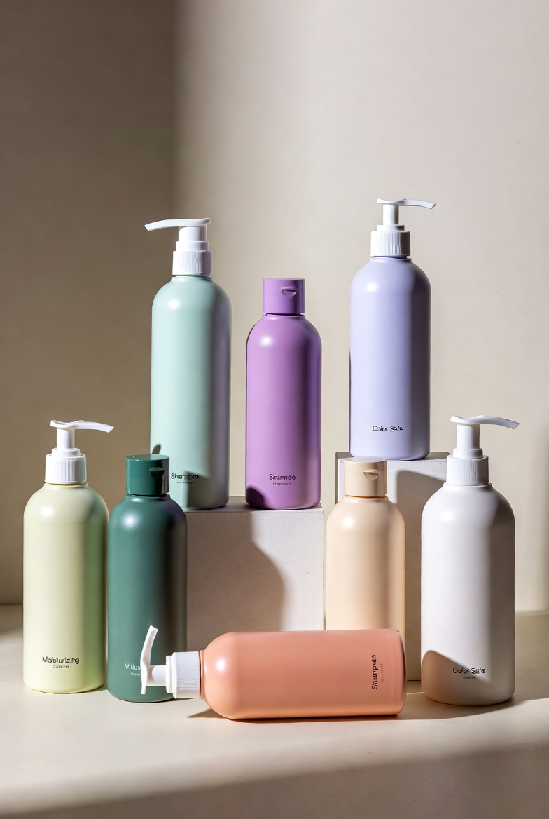 Various shampoo bottles representing different shampoo types