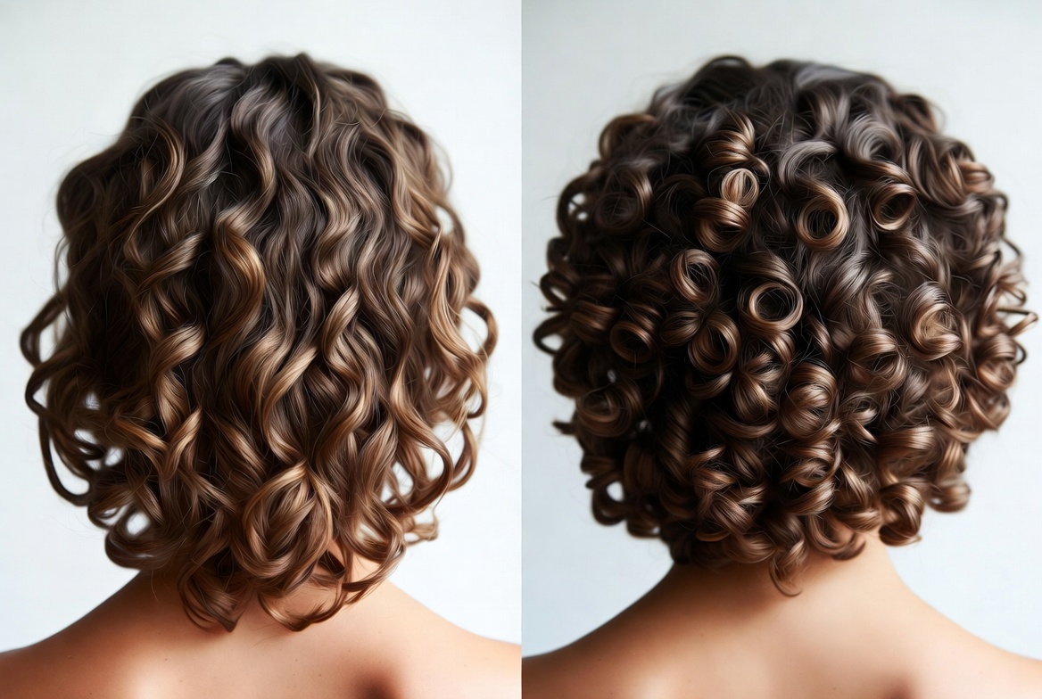 Side-by-side showing different curl shapes from wavy to coily