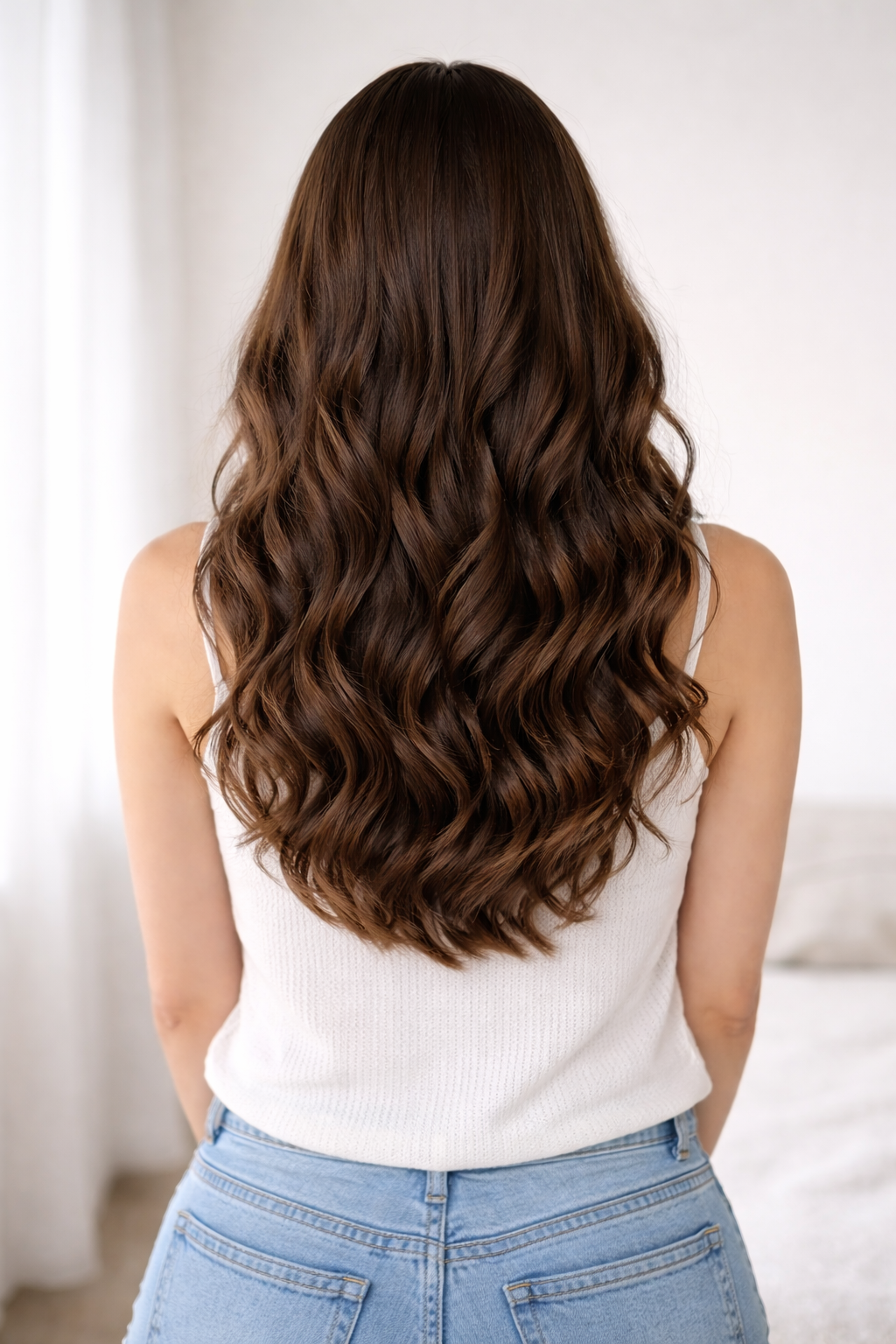 Wavy hair showing loose S-shaped beach waves