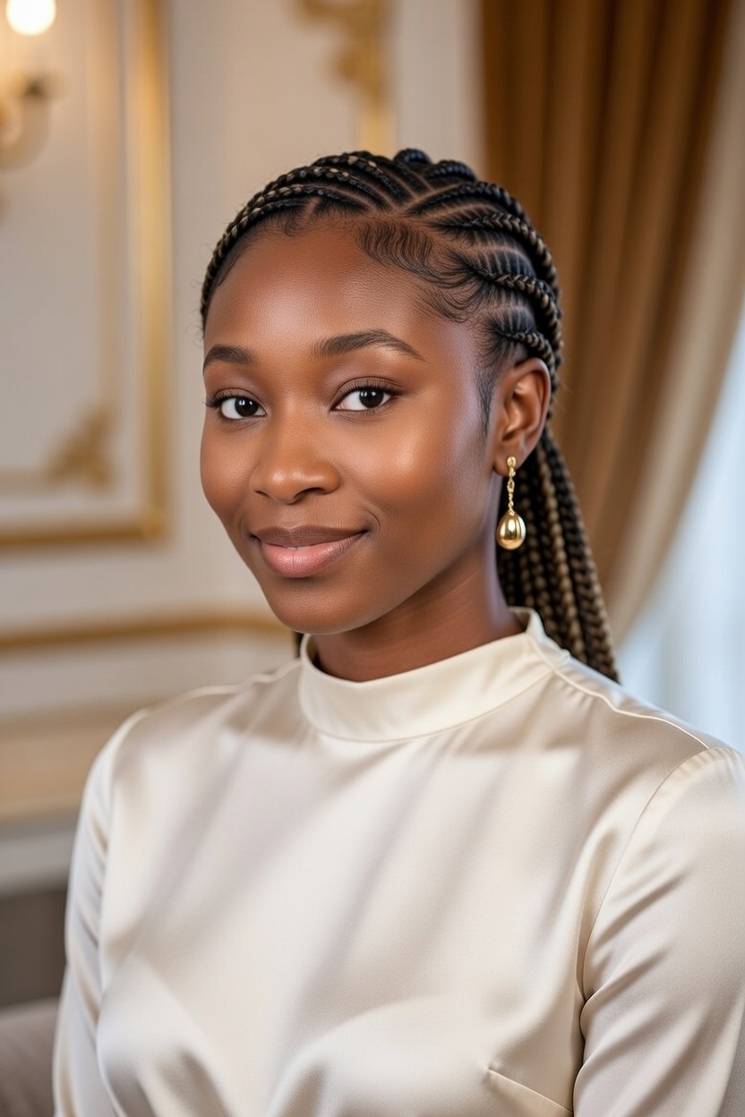 Man with cornrow braids