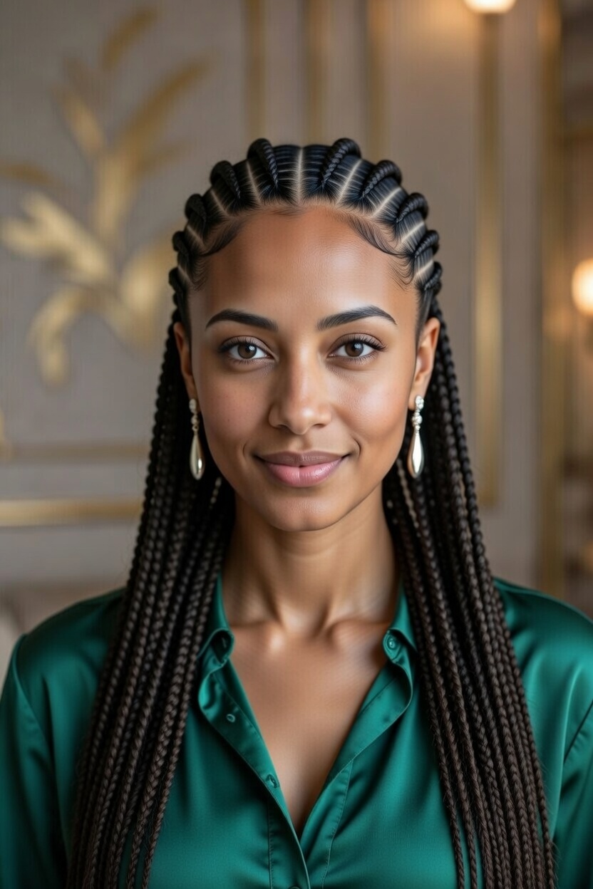 Woman with stitch braids