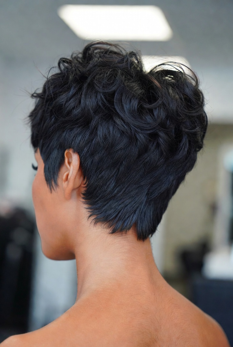 Textured Pixie for straight hair - Short, piece-y, modern. Effortless styling.