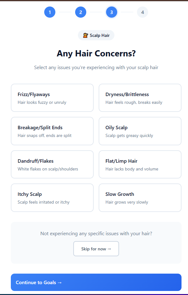 Daswish hair routine setup screen